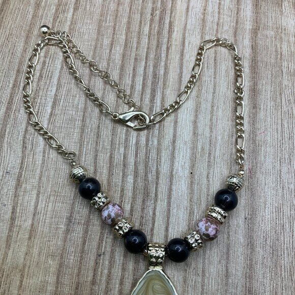 Kenneth Cole Tear Drop Enamel Pendant Beaded Necklace - Picture 4 of 6